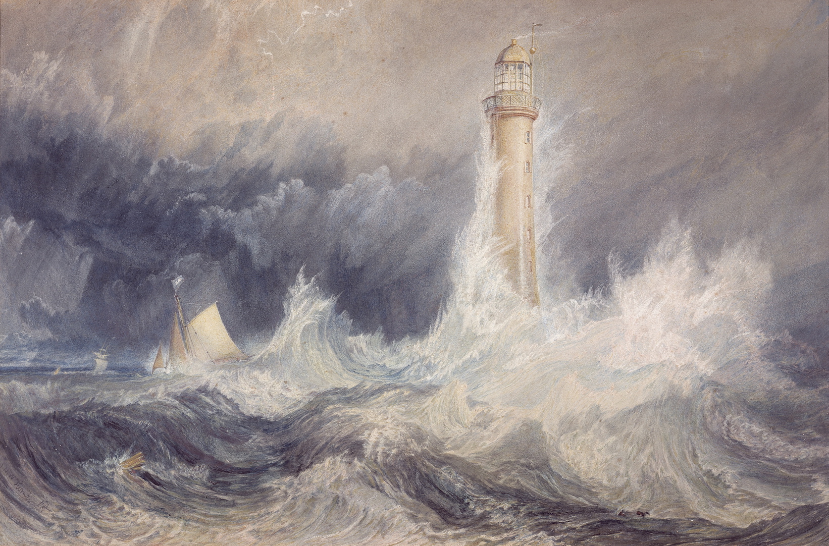 Joseph Mallord William (JMW) Turner The Bell Rock lighthouse 1819 watercolour and gouache with scratching out on paper 30.6 x 45.5 cm Scottish National Gallery, Edinburgh © Trustees of the National Galleries of Scotland ***This image may only be used in conjunction with editorial coverage of The Greats exhibition, 24 Oct 2015 - 14 Feb 2016, at the Art Gallery of New South Wales. This image may not be cropped or overwritten. Prior approval in writing required for use as a cover. Caption details must accompany reproduction of the image. *** Media contact: Lisa.Catt@ag.nsw.gov.au