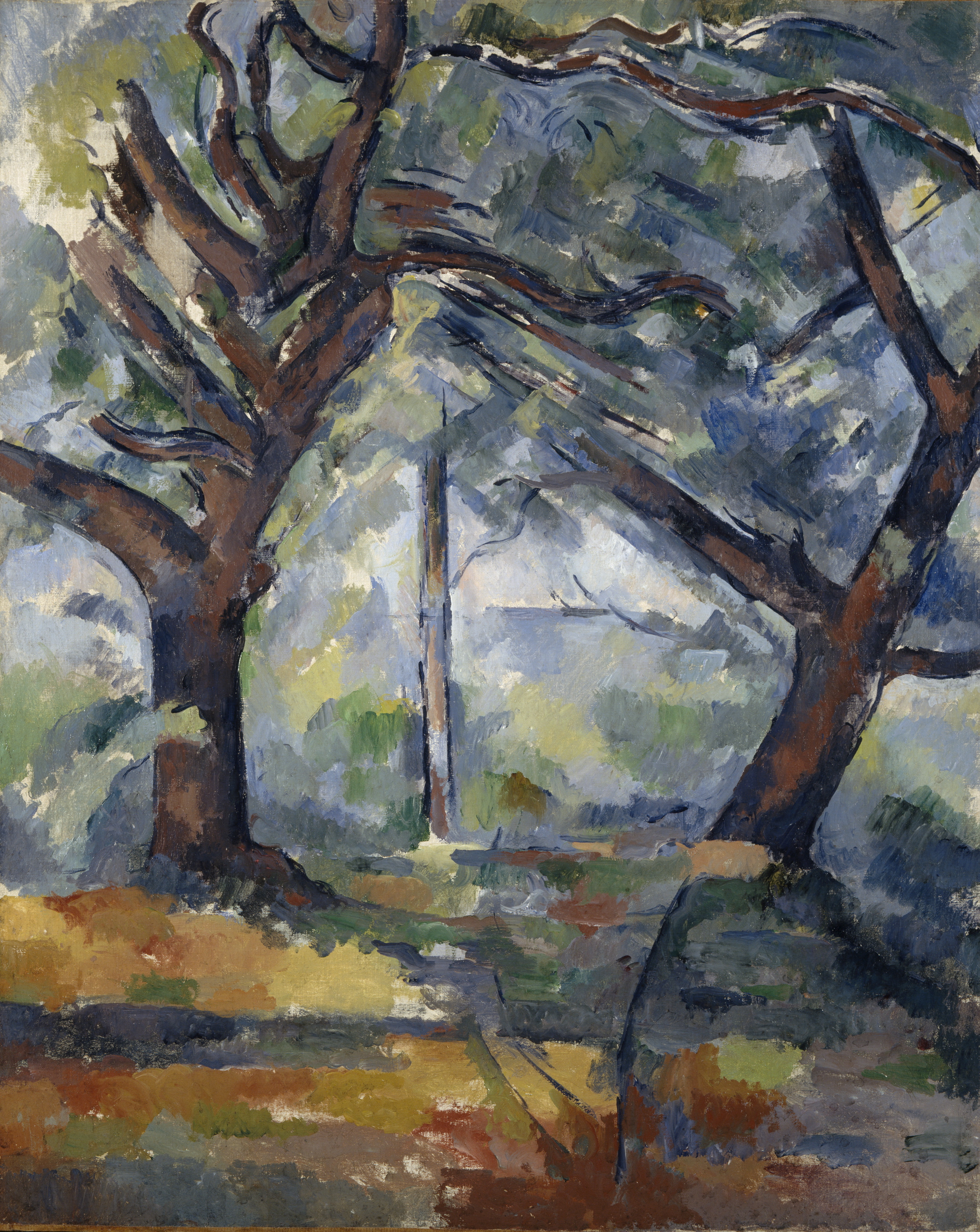 Paul Cezanne The big trees c1904 oil on canvas 81 x 65 cm Scottish National Gallery, Edinburgh © Trustees of the National Galleries of Scotland ***This image may only be used in conjunction with editorial coverage of The Greats exhibition, 24 Oct 2015 - 14 Feb 2016, at the Art Gallery of New South Wales. This image may not be cropped or overwritten. Prior approval in writing required for use as a cover. Caption details must accompany reproduction of the image. *** Media contact: Lisa.Catt@ag.nsw.gov.au *** Local Caption *** ***This image may only be used in conjunction with editorial coverage of The Greats exhibition, 24 Oct 2015 - 14 Feb 2016, at the Art Gallery of New South Wales. This image may not be cropped or overwritten. Prior approval in writing required for use as a cover. Caption details must accompany reproduction of the image. *** Media contact: Lisa.Catt@ag.nsw.gov.au